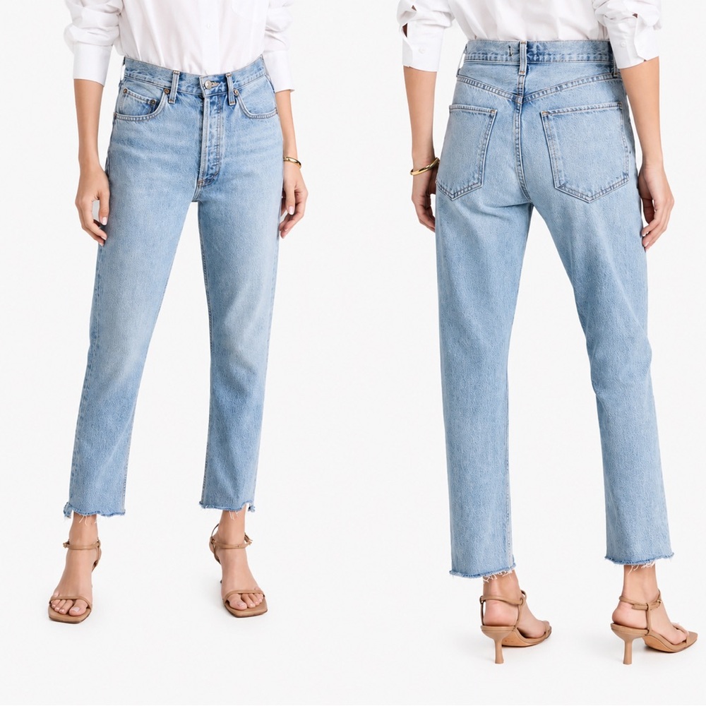 Agolde Riley Straight Raw Hem in Lightwash